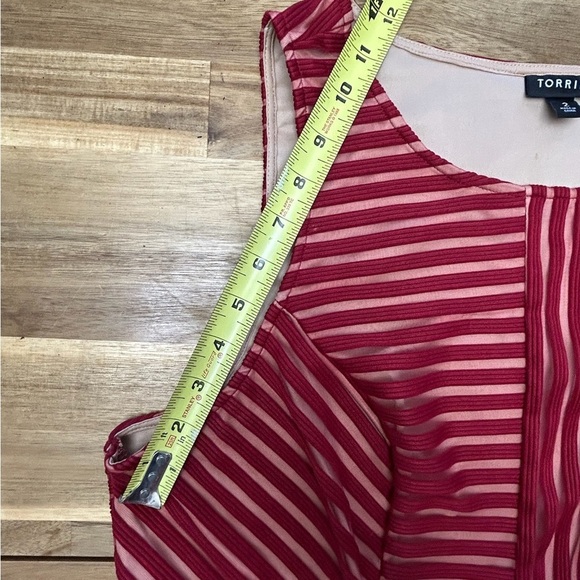 Torrid Deep Red Scoop Neck Striped Peplum Sleeveless Pullover Stretch Top Sz 2X - Picture 10 of 11